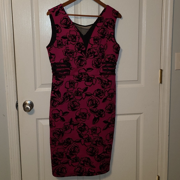 Enfocus Studio Dresses & Skirts - EnFocus Studio 14 Pink Velvet Rose Stretch Dress